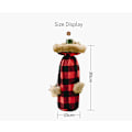 Miniatyrbillede 5 af 5: 8 stk. julevinflaskeovertræk Buffalo Plaid vingaveposer juleimiterede pels sweater vin B