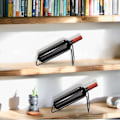 Miniatyrbillede 5 af 5: 2 stk. Vinflaskeholder, Metal Lille Vinstativ, Bordplads Vinflaskeopbevaring Stativ til Skab, Pantry, Bar, Sort