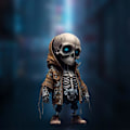Miniatyrbillede 4 af 4: Seje skeletfigurer, nye harpikshåndværk søde statue skelet mindesmærke, samleobjekt skull doll D