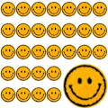 Miniatyrbild 1 av 3: 30 st Smiley Face Strykjärnspåsar i Gult för Kläder Söta Strykjärnspåsar för Kläder, Hattar och DIY-Hantverk