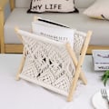 Miniatyrbillede 4 af 5: stk Boho Vævet Reb Avis Rack Magasin Kurve med Reb Stof Holdbart Magasin Rack Opbevaring Let at Installere og Bruge