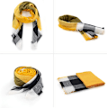 Miniatyrbillede 3 af 5: Gul Grå Sjal Plaid Tæppe Tyk Vinter Sjal Tartan Chunky Wrap Oversized Shawl Kappe Sjal