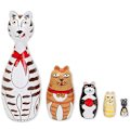 Miniatyrbild 1 av 5: Nesting Cats - Handmålade Trämålade Nesting Dolls Matryoshka - Set om 5