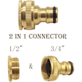 Miniatyrbilde 3 av 5: 1/2'' Messing Hurtigkobling for Slange & 2-i-1 Messing Kran Kobling Hage - 4-pakning