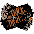 Miniatyrbilde 1 av 3: Halloween Trick or Treat Servietter Sett med 4, Edderkoppnett Flaggermus Svart Morsom Ferie Spisebord Servietter, Høst Sesong K