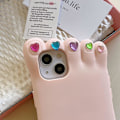 Miniatyrbillede 3 af 5: Piger Kvinder Kreativ Super Sjov Nyhed Stilfuld Diamant Dekoration Tånegl Pink Fod Silikon Gummi Telefon Cover kompatib