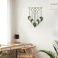Pikkukuva 4 / 5: Makrameeseinävaate Boho Käsintehty Kudotut Lehdet Bohemian Chic Kotiseinän Koristelu Moderni Geometria Lehti Taide Tapestry Koriste