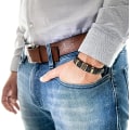 Miniatyrbillede 5 af 5: Mænds Rustfrit Stål Læderarmbånd Sort og Guld Magnet