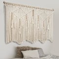 Miniatyrbillede 1 af 4: Stor Makrame Væghængning 150*110cm Boho Tapet Vægdekoration - Bomuld Tassel Makrame Gardin Beige Chic Bohemian W