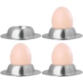 Miniatyrbilde 1 av 5: (Sølv) 4 eggkopper, stabelbare, runde, rustfritt stål, polert, tåler oppvaskmaskin, med eggbeholder