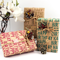 Miniatyrbild 5 av 5: Glad presentinslagning papper retro randig kraft papper wrap