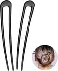 14cm Franska Hårstift Metall Hårförk U-formad Extra Lång Chignon 2-tandade Pinnar för Kvinnor Håraccessoarer (Svart - 2 st)