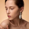 Miniatyrbilde 4 av 4: 925 Sterling Sølv Håndlagde Lineære Svirletråd Bohemian Boho 14K Gull Diamanter Ørepynt Hypoallergeniske Ørepynt Mote