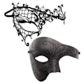 Miniatyrbillede 1 af 5: 2 stk. venetianske masker, metalmaske parmasker til maskerade, bal, karneval