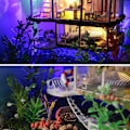 Miniatyrbillede 3 af 5: Miniature hus til at bygge DIY træ miniature dukkehus i kit med støvtæt og værktøj, håndlavet D