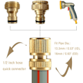 Miniatyrbilde 2 av 5: 1/2'' Messing Hurtigkobling for Slange & 2-i-1 Messing Kran Kobling Hage - 4-pakning