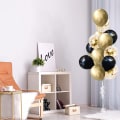 Miniatyrbilde 3 av 5: 120 stk. sorte og gullfargede ballonger, sorte og gullfargede metalliske chr