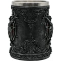 Miniatyrbillede 2 af 5: Baphomet Hoved Middelalderlig Ølkrus - Sabbatisk Gede Pentagram Drikke Tankard 420ml Rustfrit Stål W