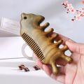 Miniatyrbilde 2 av 5: Ekte Grønn Sandaltre Bred Kam Gua Sha Skraping Kam