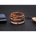 Miniatyrbilde 4 av 5: Wrap-armbånd for menn og kvinner, hamptau, treperler, etnisk stil