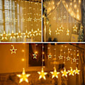 Miniatyrbilde 2 av 5: 138 LED 12 stjerners lyslenke for vindusgardin fjernkontroll med 8 blinkende moduser dekorasjon for jul