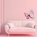 Miniatyrbillede 3 af 5: 19,5\" x 18,5\" Inspirerende Pink Butterfly Vægmærker, Blomster og Sommerfugle Pigeværelse Stue Kunst, P