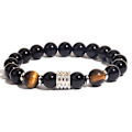 Miniatyrbillede 5 af 5: 2 stk. rustfrit stål Tiger Eye sort blank sten herre armbånd