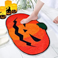 Miniatyrbillede 2 af 5: Halloween Badeværelsesmåtte, Efterårsgræskar Bademåtte Vandabsorberende Skridsikker Vaskbar til Brusebad Kar Mikrofiber Vaskbar Absor