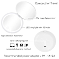 Pikkukuva 4 / 5: 2 kpl:n kompaktipeili LED-valolla, 1x/10x suurentava ladattava