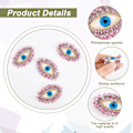 Miniatyrbillede 5 af 5: 4 stk. Øjenperle-Patches til Tøj, Ondt Øje Patch Pink Rhinestone Perle Sy på Appliqué Motiv Appliqué Badge til DIY