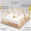 Miniatyrbillede 2 af 4: Guld Serviet Holder til Bord, Metal Flad Serviet Holder Træbase og Vægtarm, Elegant Papir Serviet Dispenser til Køkken