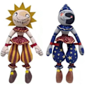 Miniatyrbillede 1 af 5: Sun Moondrop Plys, FNAF Security Breach Klovnefigur, 2 stk.