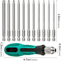 Pikkukuva 2 / 5: 11-osainen käsikäyttöinen ruuvimeisselisarja, 100 mm pitkä, 1 käsikahvalla, S2, 1/4 tuuman Torx-ruuvimeisselit