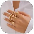 Miniatyrbild 1 av 5: Guld Silver Chunky Stacking Ringar för Kvinnor. Justerbara Öppna Kupol Stackbara Statement Midi Finger Ringar, Snygga Presenter för