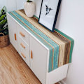 Miniatyrbild 5 av 5: 2 ST Bomull Linne Bordslöpare Byråscarf Retro Rustik Ladugårdsved & Blågrön Brun Halkfri Säckväv Rektangulärt Bord