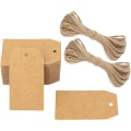 Miniatyrbillede 1 af 5: 100 stk. kraftpapir gavemærker, 5*2,5 cm, hængemærker med burlap