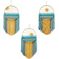 Pikkukuva 4 / 5: 30x60cm Auringonlaskun Makrame-seinävaate, Tapetti Dreamcatchers Seinätaide Makrame Auringon Seinäkoriste Käsintehty Kudottu Boho Tapetti