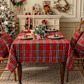 Miniatyrbild 4 av 5: 1 st  Julbord Rutiga Tartan Rektangulär Duk - Röd Buffalo Plaid Julduk, Fläcktålig Tvättad T