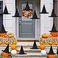 Pikkukuva 1 / 5: 12 kpl Halloween Musta Noitakypärä Koristeet, Paksuuntuneet Riippuvat Noitakypärät Irtotavarana Pukuvaruste, Leijuva Noitakypärä w