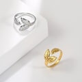 Miniatyrbillede 4 af 5: 3 Justerbar Blad Ring Rustfrit Stål Fingerring med Bladmønster Åbne Fingerringe til Kvinder Piger
