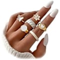 Miniatyrbillede 1 af 5: Guld Knuckle Ringe Sæt til Kvinder, Sarte Enkle Trendy Søde Stabelbare Finger Ringe Pakke, Stabling Lagdeling på Tommelfinger og