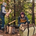 Miniatyrbillede 4 af 5: 60x34x40 Lærred Brændetaske Brændeopbevaring Indendørs Opbevaringskurve (Gul)