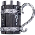 Miniatyrbilde 5 av 5: Nordisk Viking Rune Ølkrus Rustfritt Stål Tretjære 3D Norrønt Dekor Kaffe Kjølig Gå