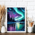Pikkukuva 4 / 4: 2 kpl Aurora Landscape Diamond Art -sarjat aikuisille, DIY 5D Diamond Painting -sarjat aloittelijoille, pyöreä täysporainen timantti D