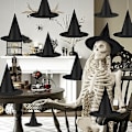 Pikkukuva 4 / 5: 12 kpl Halloween Musta Noitakypärä Koristeet, Paksuuntuneet Riippuvat Noitakypärät Irtotavarana Pukuvaruste, Leijuva Noitakypärä w