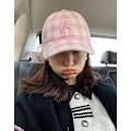 Miniatyrbilde 3 av 6: 1 stk søt sløyfe brodert rutete hatt dame solhatt baseball caps retro golfhatt løping ha Pink