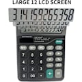 Miniatyrbillede 3 af 5: 1 stk. Sort Stor Knap Solcelledrevet Bordregner med 12-cifret LCD-display til Hjem og Skole, Mini Regner, Standardfunktioner