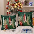 Miniatyrbild 3 av 5: Jul Kuddfodral 18x18 Tum Set om 2 Julgran Dekorativa Gröna Kuddar Vinter Jul Dekoration för Hemmet