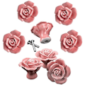 Miniatyrbillede 1 af 5: 8 stk. elegante lyserøde rosenknopper i keramik til skab