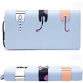 Miniatyrbild 3 av 6: Mini Falskt Läder Bifold Söt 3 Katter Blixtlås Clutch Väska Underbar Lång Söt Katt Plånbok Handväska för Blue